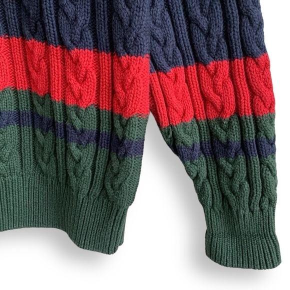 Vintage Sweater M Cable Knit Chunky 90s Grandpa V Neck Pullover - Picture 4 of 7